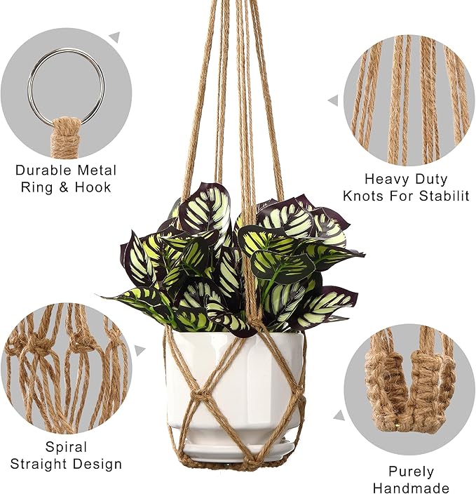 YIBOT 3 Pack Macrame Plant Hanger Indoor Hanging Planter Basket - Image 2