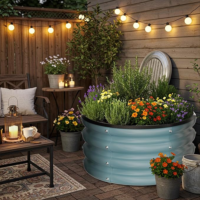 ZXZYHFTY Round Galvanized Raised Garden Bed kit, Round Large Metal Raised - Image 7