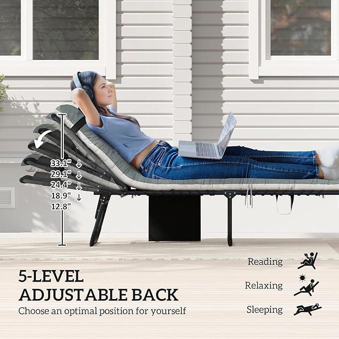 Outsunny Chaise Lounge Chair Outdoor Set of 2, 5-Position Adjustable Outdoor - Image 4