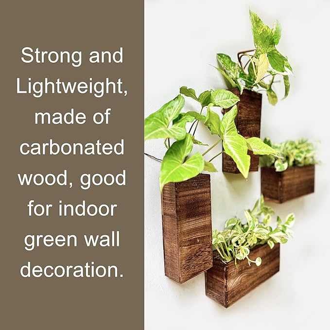 LaLaGreen Wood Planter Box for Plants Wooden Hanging Wall Planters for Indoor - Image 5