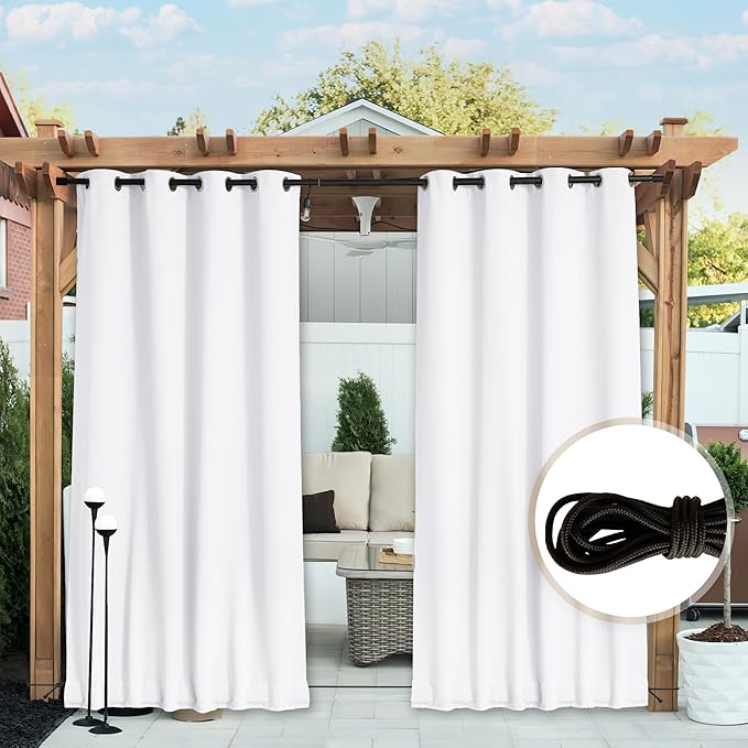 NICETOWN 2 Panels Outdoor Curtains Waterproof Fixed Grommet/Back Tab on Top & - Image 7