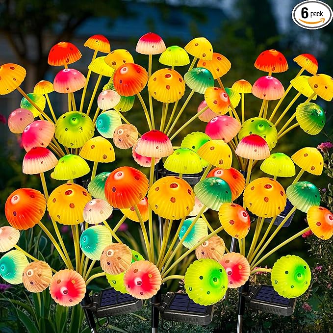 Kohlrabi Solar Garden Lights, 6 Pack Solar Mushroom Lights Outdoor, Upgraded by KohlrabiDecor