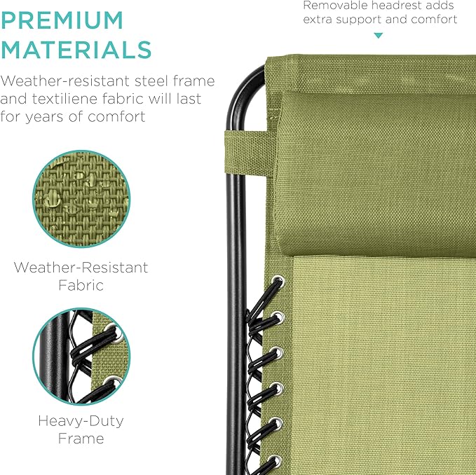 Best Choice Products Set of 2 Adjustable Steel Mesh Zero Gravity Lounge Chair - Image 6