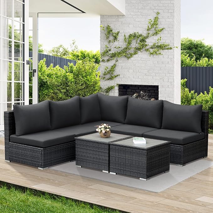 NICESOUL 7 Piece Modern Outdoor Conversation Sets, 29.3'' High Back Comfy by NICESOUL