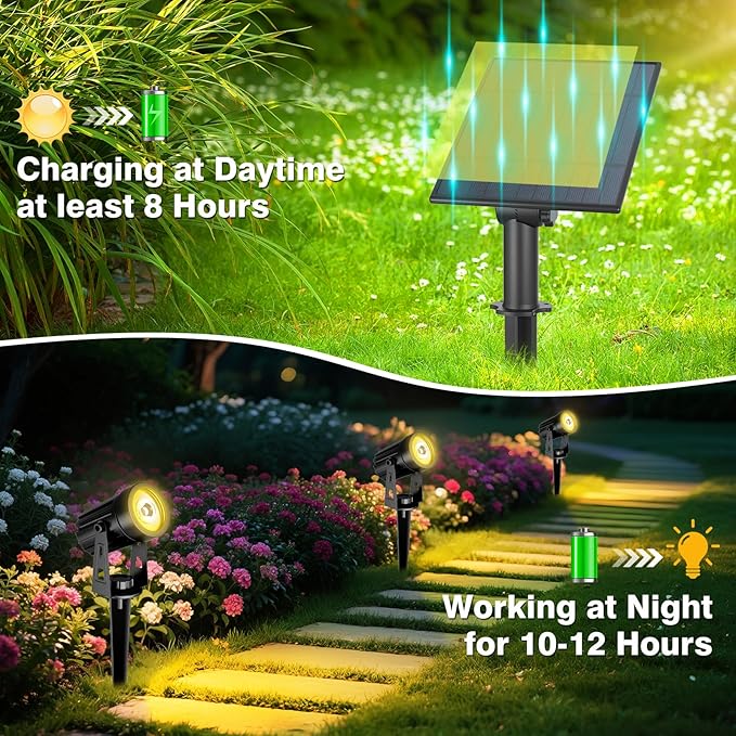 T-SUNUS Christmas Solar Landscape Spotlights Warm White, 2W Garden Spot Lights - Image 4