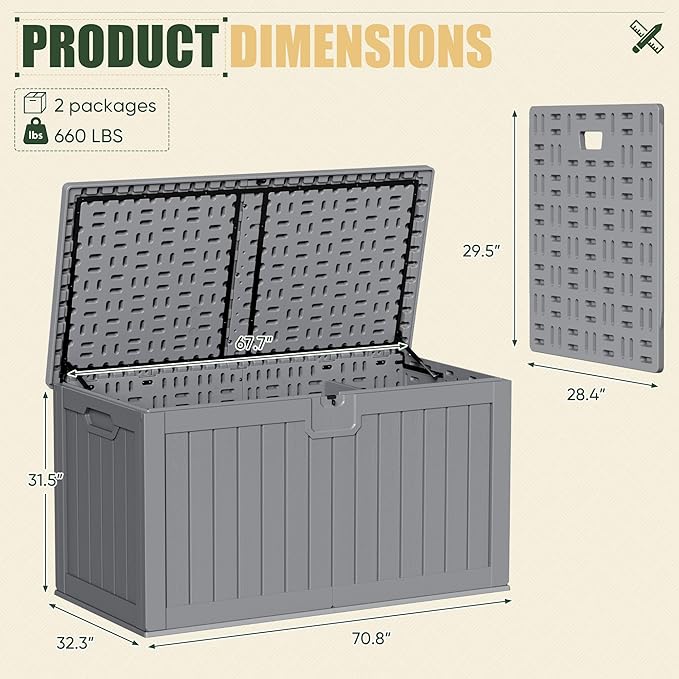 JUMMICO 270 Gallon Outdoor Storage Deck Box - Image 3