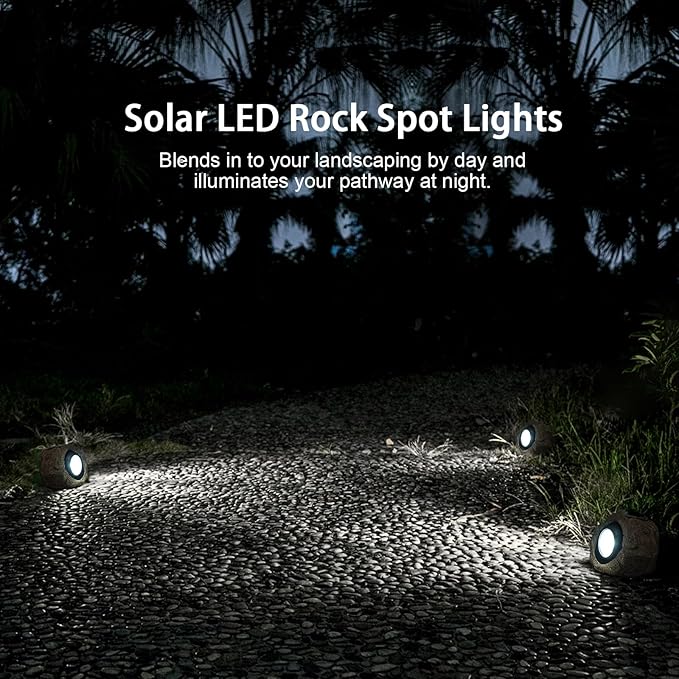 2 Pack Solar Rock Lights, Outdoor Decorative Garden Spotlights - Image 6