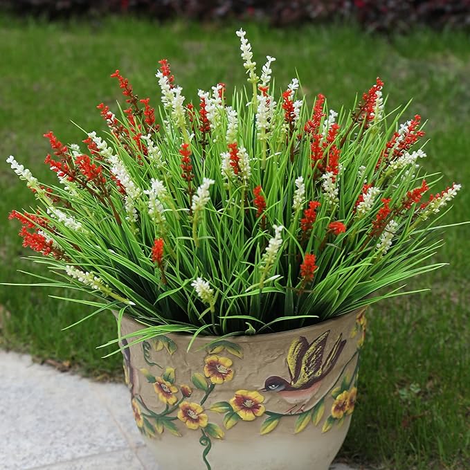 alyptus Outdoor Artificial Flowers 12 Bundles Plastic Plants Faux White Flower - Image 3