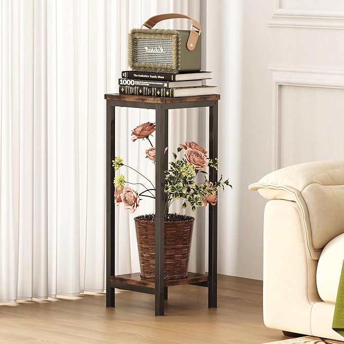 Homeiju Plant Stand Indoor, 2 Tier Wood Corner Plant Stand, Modern Square Plant - Image 5