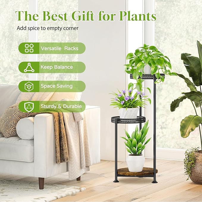 Plant Stand Indoor Outdoor Clearance, 3 Tier Metal Flower Shelf Pot Holder - Image 4