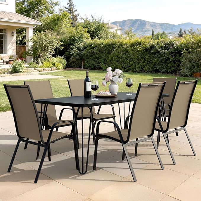 JEAREY Patio Dining Chairs Set of 6, Outdoor Stackable Dining Furniture Set - Image 8