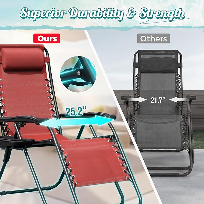 Homall Zero Gravity Patio Folding Lawn Reclining Lounge Chairs Outdoor Gravity - Image 4