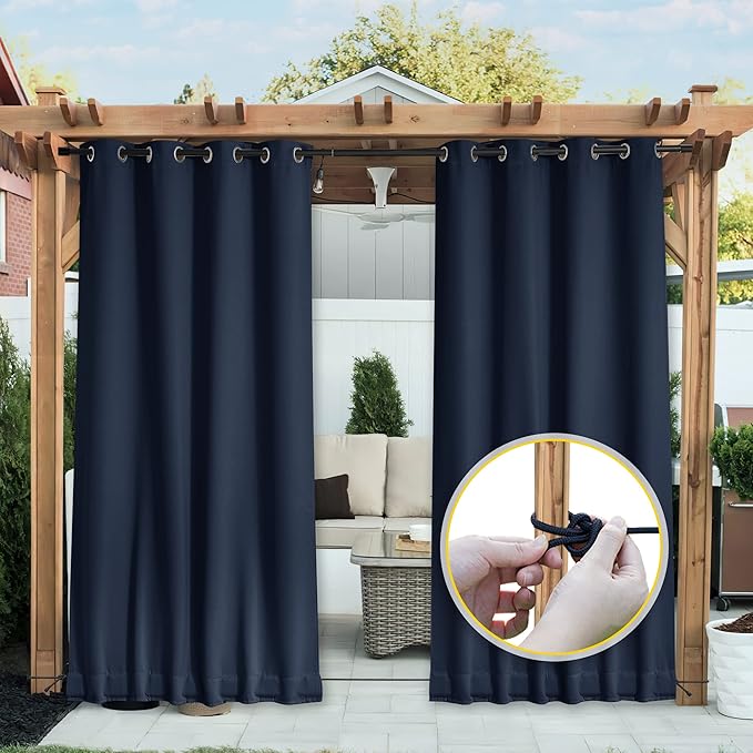 NICETOWN 2 Panels Gazebo Curtains Outdoor Waterproof & Windproof, Top and - Image 2
