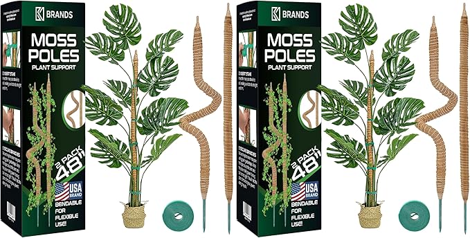 4 Pack 48'' Bendable Moss Pole Monstera Plant Support by K-BRANDS
