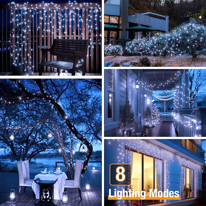 2-Pack Solar String Lights Outdoor, 160LED 66FT Solar Fairy Lights Waterproof 8 - Image 4