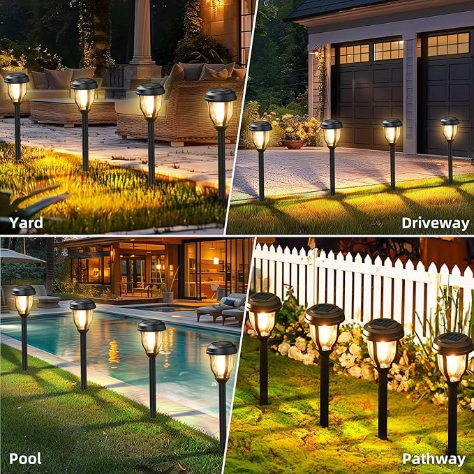DERAYSION 12 Pack Solar Lights Outdoor, Solar Pathway Lights Auto On/Off - Image 6