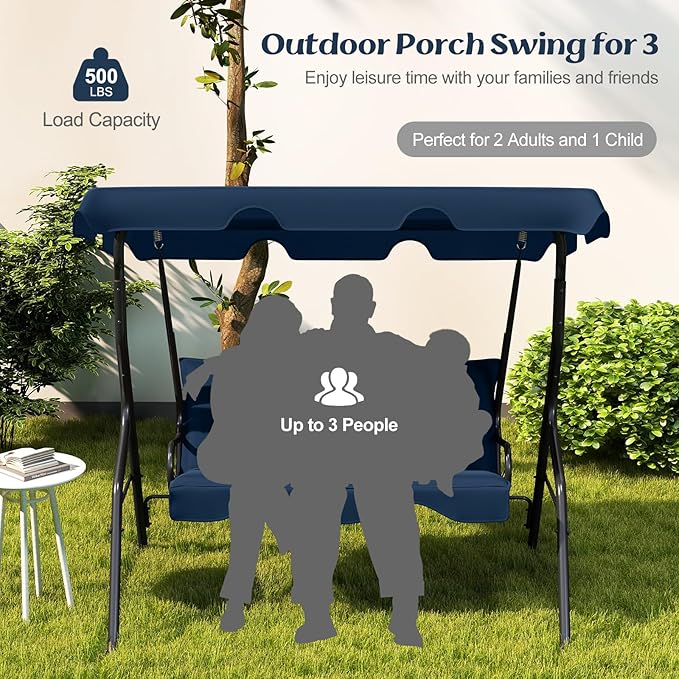 Tangkula 3 Person Porch Swing, Patio - Image 3