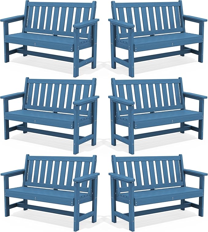 SERWALL Outdoor Bench, HDPE Outdoor Benches Weatherproof, 2-Person Garden Bench by SERWALL