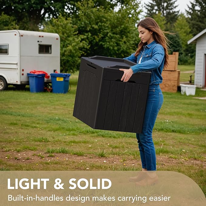 Devoko 30 Gallon Resin Deck Box Waterproof Outdoor Storage Box - Image 4