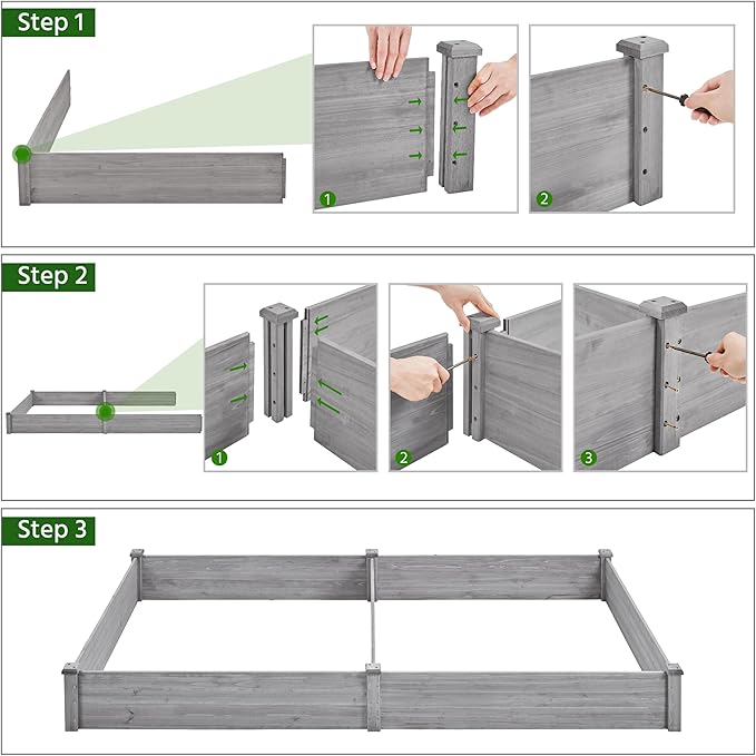 Yaheetech 8×4ft Wooden Horticulture Raised Garden Bed Divisible Elevated - Image 6