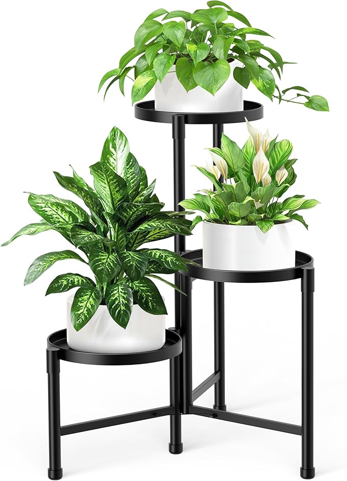 3 Tier Metal Corner Plant Stand Indoor Outdoor, Heightened widened 30'' Tall by ZOXILEN
