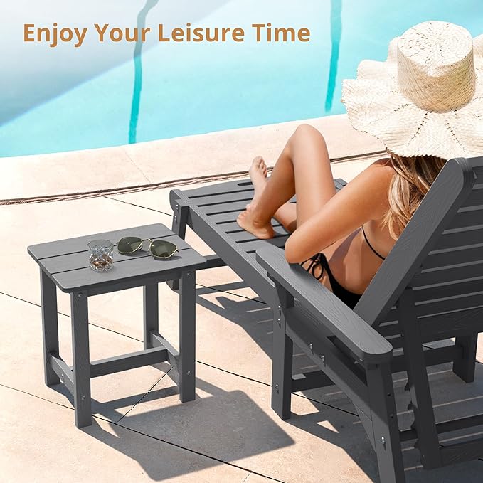 LUE BONA Outdoor Side Table, HDPS Small Outdoor Adirondack Side Tables - Image 4