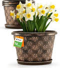 10 Inch Planter Pots for Plants, 4 Pack Plastic Large Flower Pots Indoor Outdoor by FlowyypoPlantPot