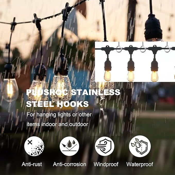 PlusRoc 20 Pack Ceiling Hooks for Hanging Plants Outdoor String Lights Heavy - Image 4