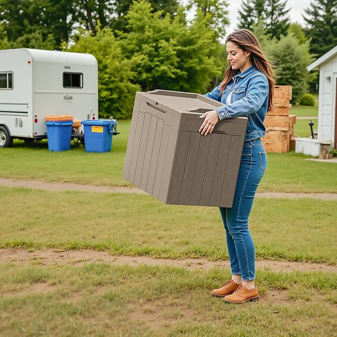 Devoko 30 Gallon Resin Deck Box 2 Pack Outdoor Indoor Waterproof Storage Box - Image 6