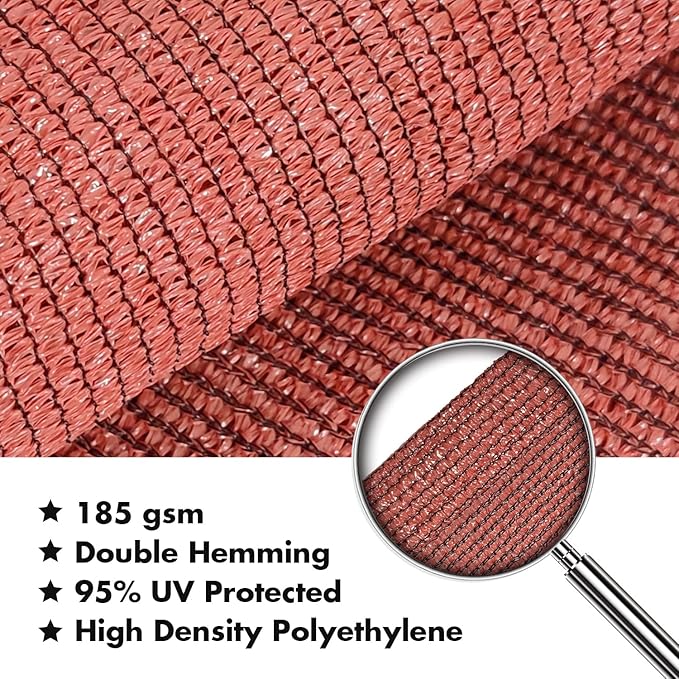 KANAGAWA 6'X18' Rust Red Custom Size Sun Shade Sail Rectangle UV Block Canopy - Image 4