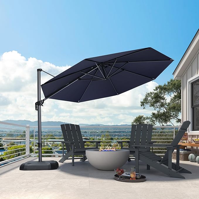 PURPLE LEAF 11 Feet Patio Umbrella Outdoor Cantilever Round Umbrella Aluminum by PURPLELEAF