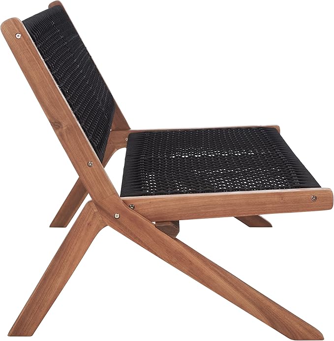 SAFAVIEH Outdoor Collection Kobina Natural Acacia Wood/Black Rope Foldable Bench - Image 9