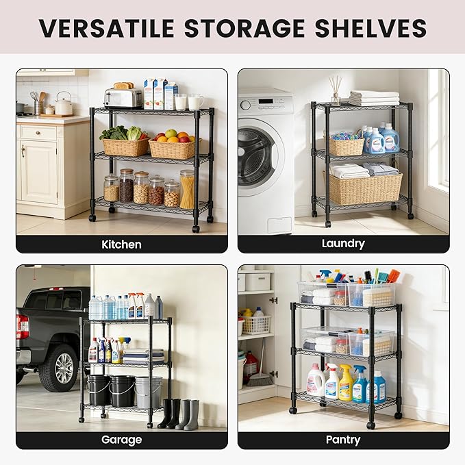 Xcity Storage Shelves, 3 Tier Heavy Duty Metal Shelving Unit - Image 7