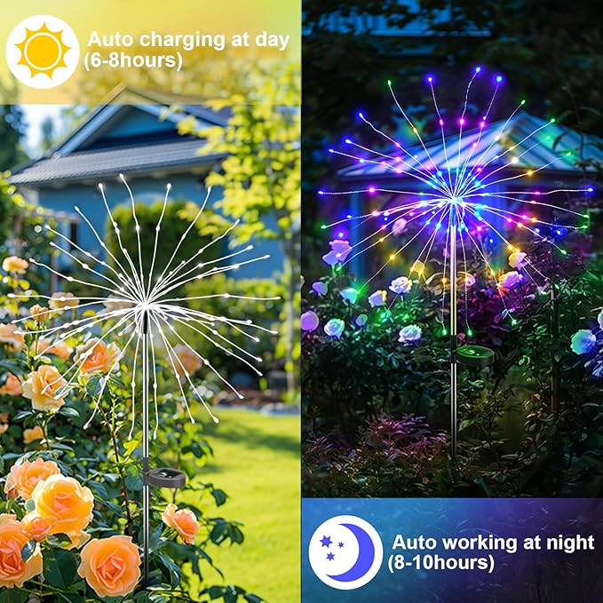 Solar Garden Lights Outdoor Decor: Fireworks Light Waterproof - Image 3
