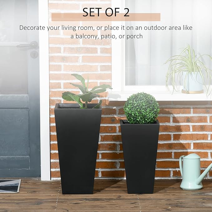 Outsunny 2-Pack Outdoor Planter Set, Flower Pots - Image 3