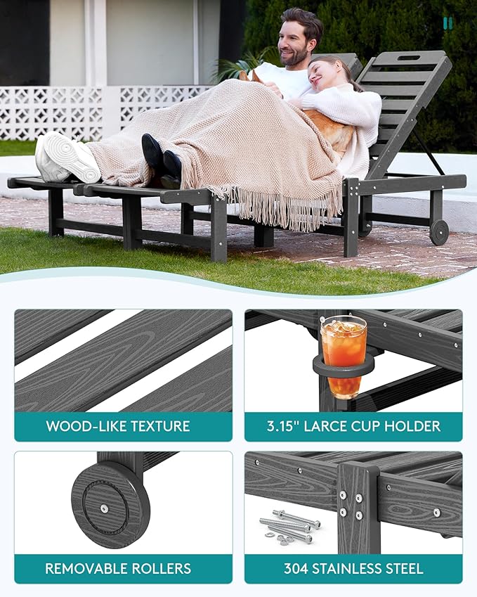 SERWALL Outdoor Chaise Lounge Set of 2 - Image 4