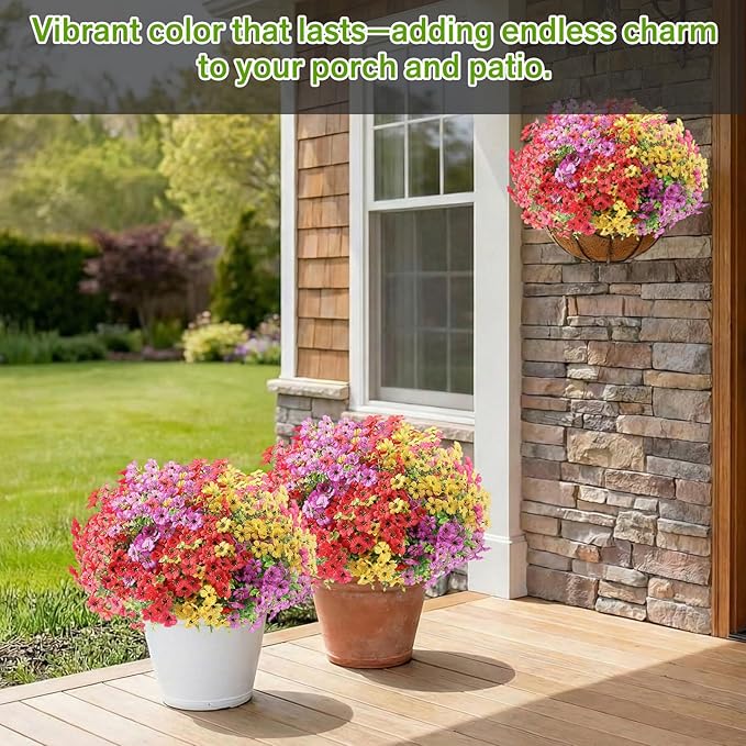 Artificial Flowers for Outdoor, Silk Flowers No Fade Fake Plastic Flowers Faux - Image 4