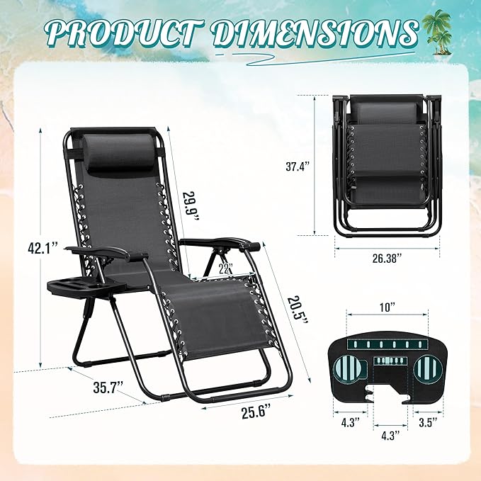 Homall Zero Gravity Chair Patio Folding Lawn Lounge Chairs Outdoor Lounge - Image 3