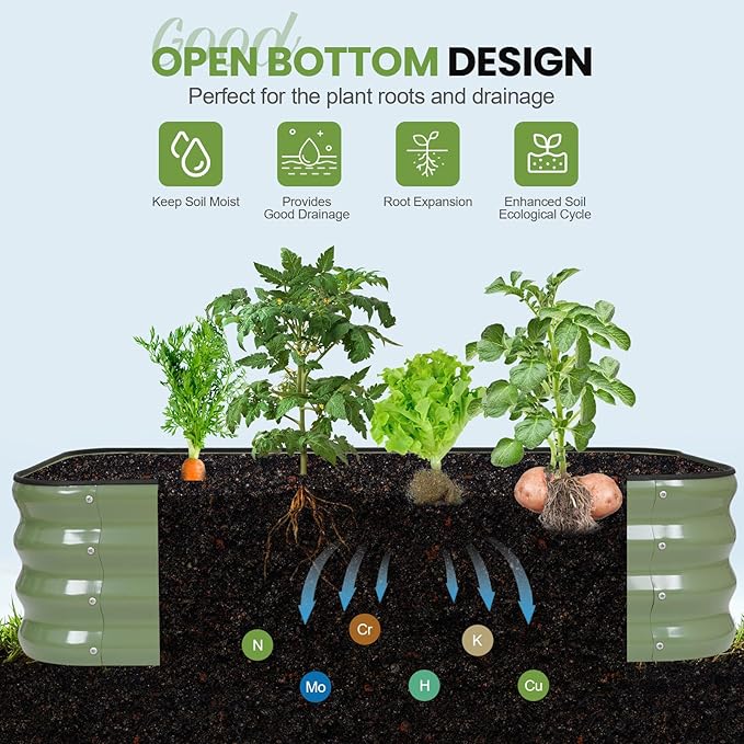 G GOOD GAIN 3-in-1 Adjustable Raised Garden Bed Kit | Galvanized Planter Boxes - Image 6