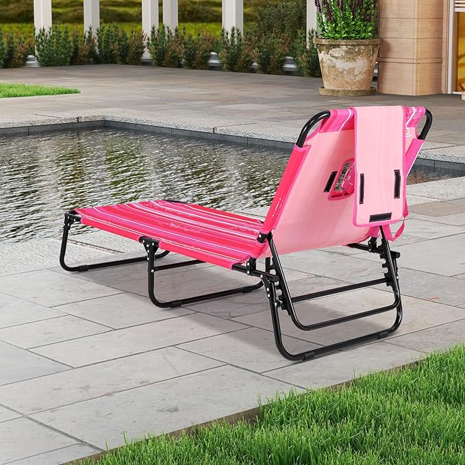 GYMAX Tanning Chair, 350lbs Beach Lounge Chair - Image 2