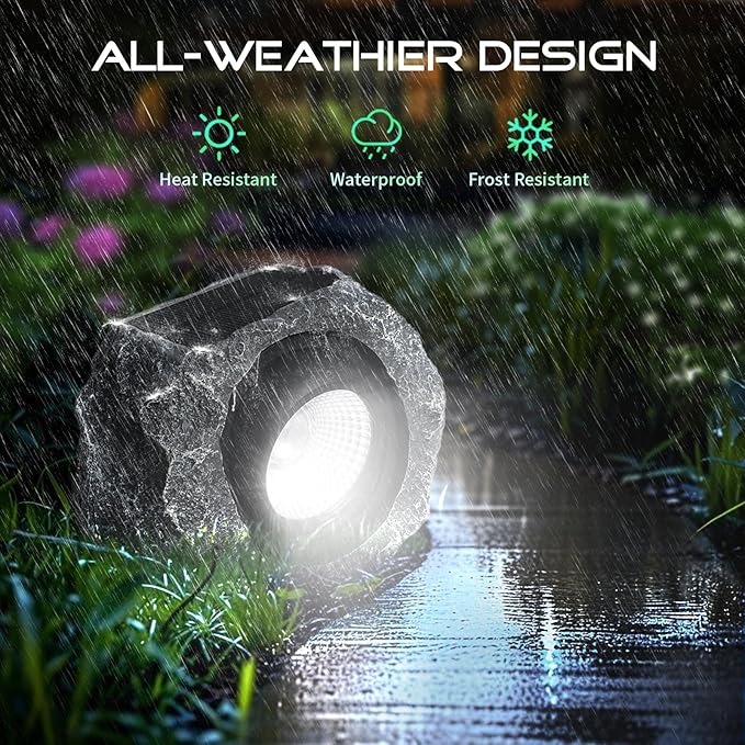 Solar Rock Lights Outdoor, Angle Adjustable Solar Lights Outdoor Waterproof - Image 3