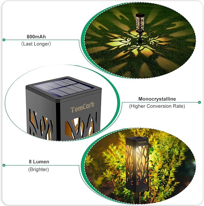 TomCare Solar Lights Outdoor Upgraded Bright Solar Pathway Lights Bigger Size - Image 2