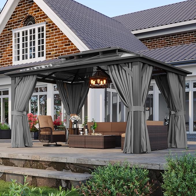 Aoxun 10'x14' Hardtop Gazebo, Aluminum Frame Permanent Pavilion - Image 3