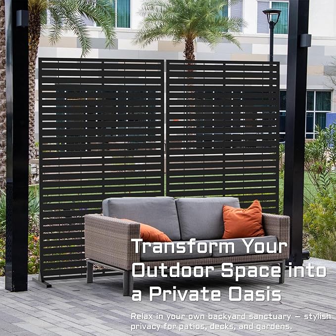 72" H Metal Outdoor Privacy Screen – Freestanding Rustproof Louvered Fence Panel - Image 2