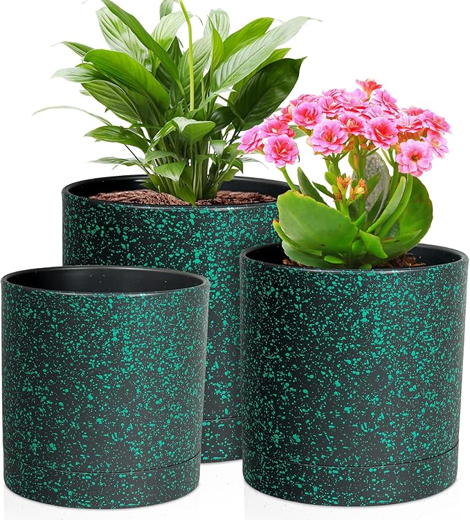 6/5/4 inch Plant Pots, 3 Pack Cylinder Flower Pots by Meowell