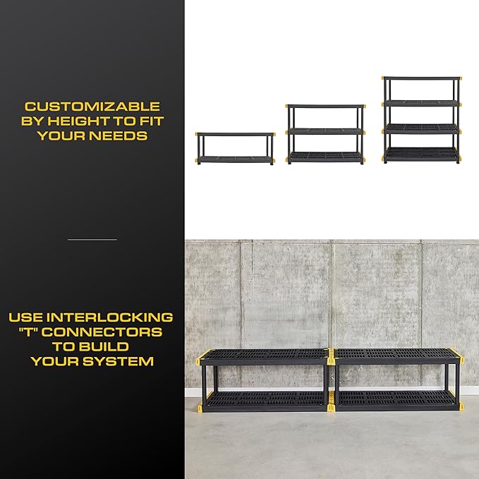 CX Black & Yellow, 4-Tier Heavy Duty Plastic Storage Shelves that Support up to - Image 7