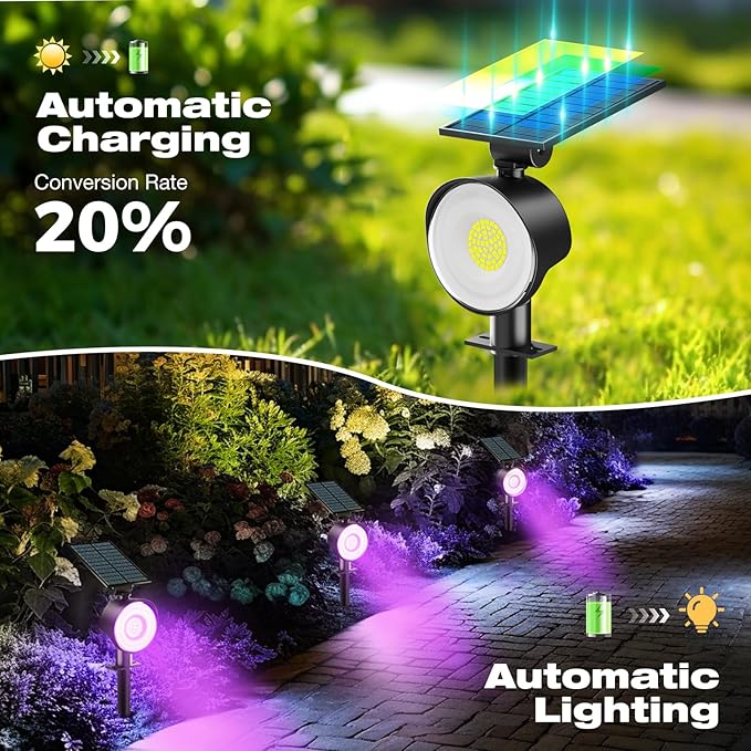nipify 2 Pack Solar Spot Lights Outdoor Waterproof, Solar Spotlight Light - Image 4