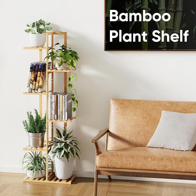 ROSSNY 48 Inch Talll Plant Stand Indoor, 6 Tier 7 Potted Bamboo Plant Stands - Image 5