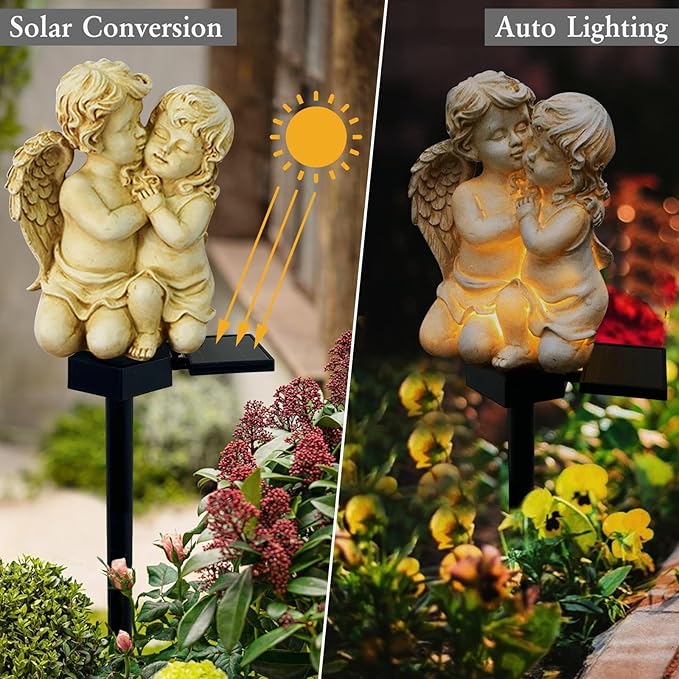 Solar Garden Angel Lights, Waterproof Outdoor Garden Angels Statue Decorations - Image 6