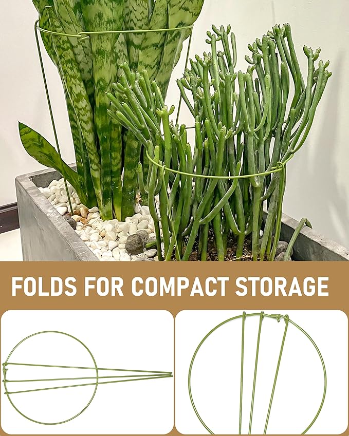5-Pack Heavy Duty Plant Support Stakes, Metal Plant Ring Cages - Image 3